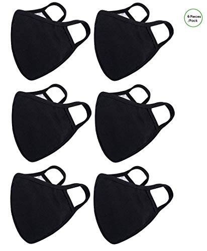 6 Pack Black Adult Unisex Reusable And Washable Cotton Face protect - Face protect for Dust, Outdoors, Festivals, Sports - Only buy from BEAUTY XPRO for real products, other seller are fakes