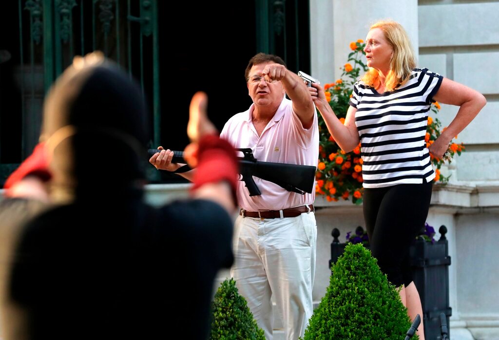 Were Mark and Patricia McCloskey within their rights to
point guns at protesters? 1
