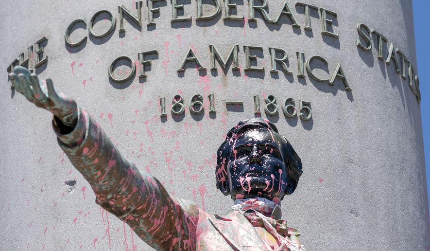 Protesters topple Confederate President Jefferson Davis
statue in Richmond, Virginia 1