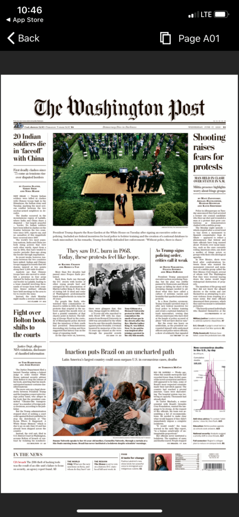 WashPo Removes Front-Page Graphic as Coronavirus Deaths
Decline Under Trump 1