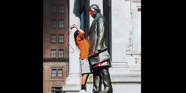 Rioters deface Philadelphia statue of abolitionist Matthias
Baldwin 1