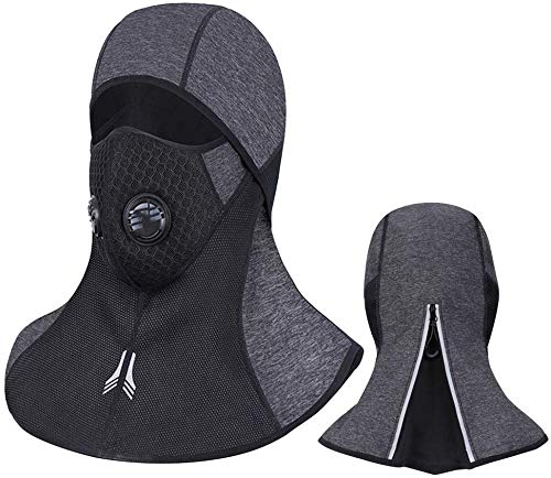 Balaclava Face Mask with Filter Ski mask for Men with Activated Carbon Filter Breathable Face Mask Windproof Ski Mask for Motorcycle Skiing Snowboarding Cycling-Grey