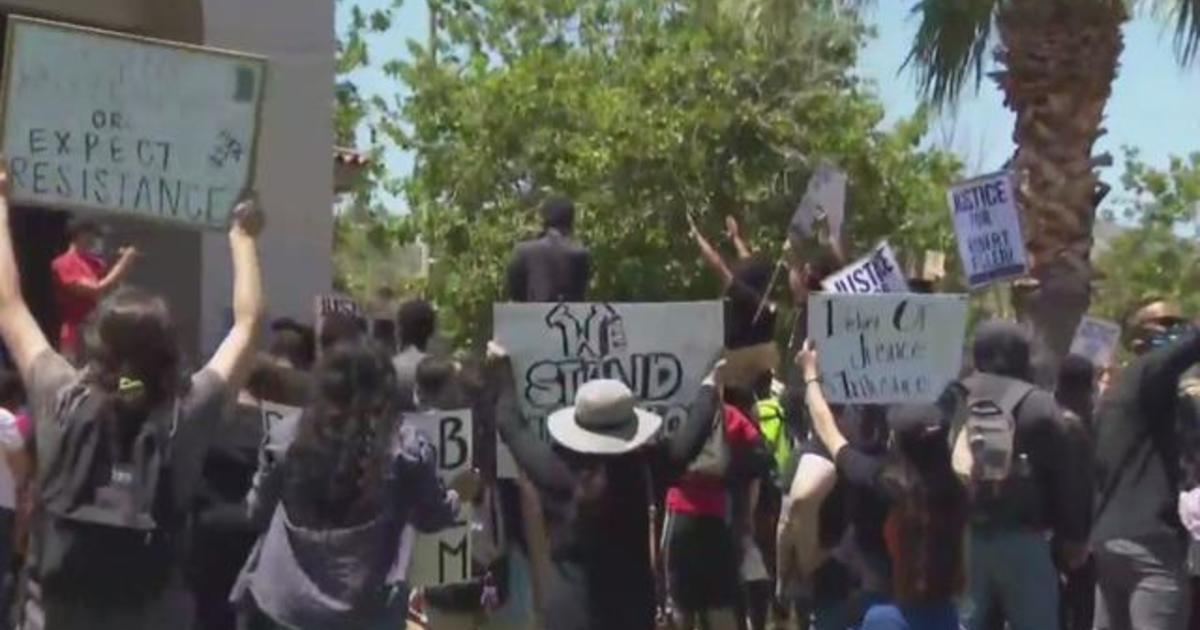 Protests held in Palmdale, California after black man found
dead hanging from a tree 1