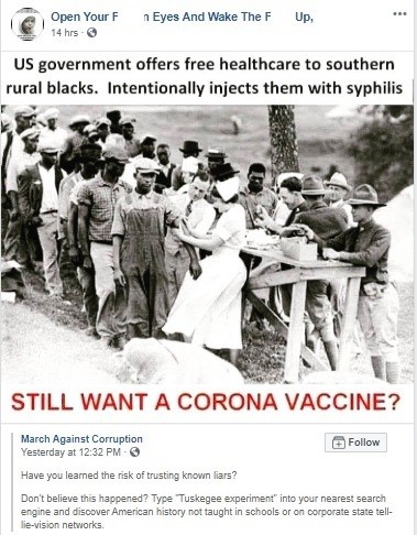 When a vaccine comes along or coronavirus, how many will say
‘no thanks’? 1