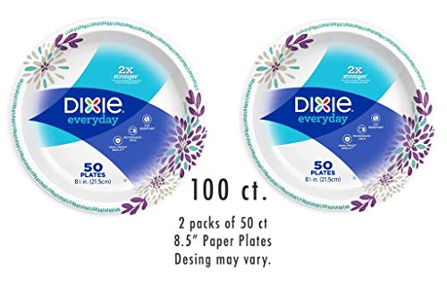 Dixie Everyday Paper Plates 8.5 inches ( 2 packs of 50ct) Design may vary