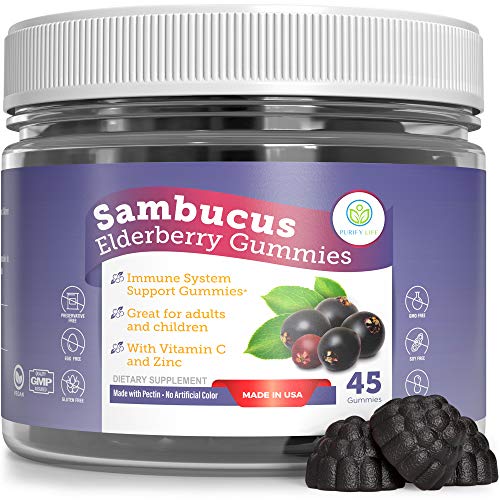Elderberry Gummies for Kids & Adults - Vitamin C Immune System Booster - 45 Day Allergy Cold Relief Support - Chewable Sambucus Zinc Multivitamin - Replace Capsules, Pills, and Syrup Supplements