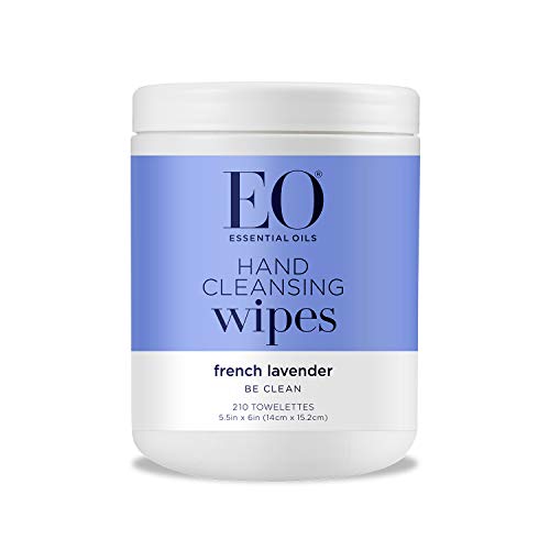 EO Hand Sanitizer Natural Fiber Hand Cleansing Wipes: Lavender, 210 Count