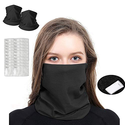 Face Mask Bandana with Safety Carbon Filters Multifunction Face Cover Scarf Headband, 3 in 1 Pack