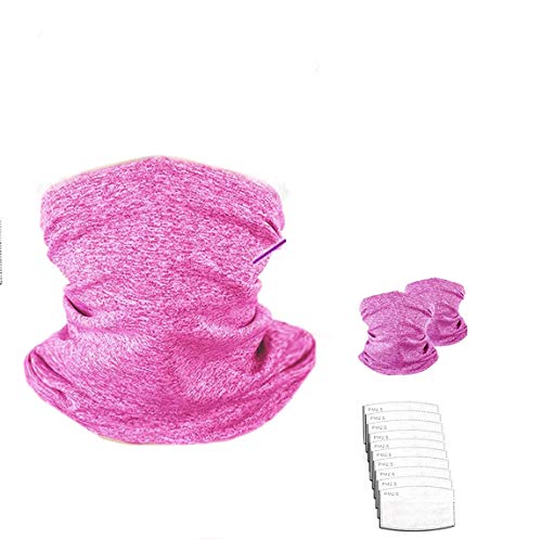 Neck Gaiter Face Scarf Bandanas with Safety Carbon Filters For Men Women Outdoors/Festivals/Sports(Rose 1)