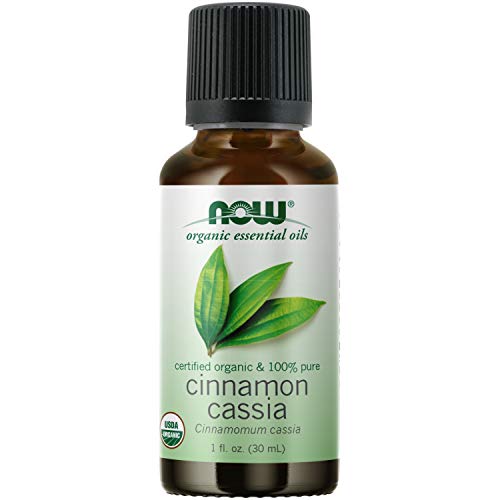 NOW Essential Oils, Organic Cinnamon Cassia Oil, Warming Aromatherapy Scent, Steam Distilled, 100% Pure, Vegan, Child Resistant Cap, 1-Ounce