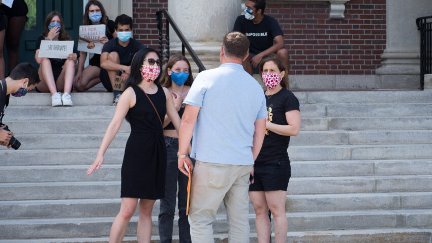 Needham man cited in Newton protest incident 1