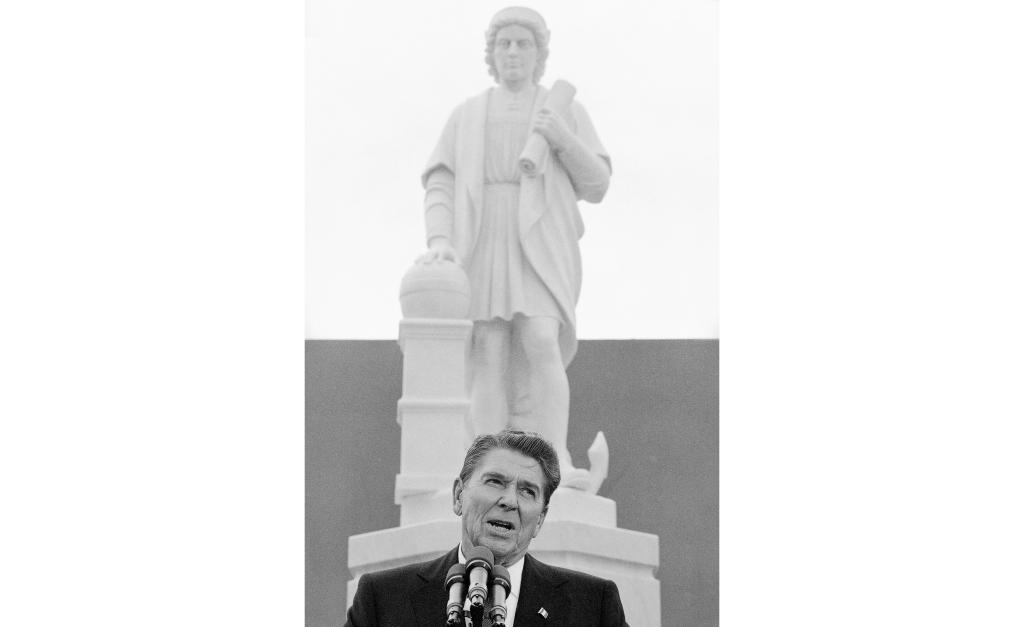 Columbus statue toppled by protesters in Baltimore on July
4 1