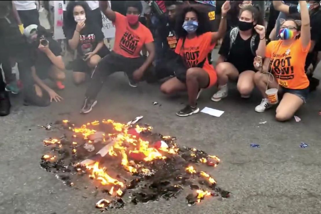 Tell it to Tojo: Protesters Scream 'America Was Never Great'
as They Burn the Flag at the White House 1