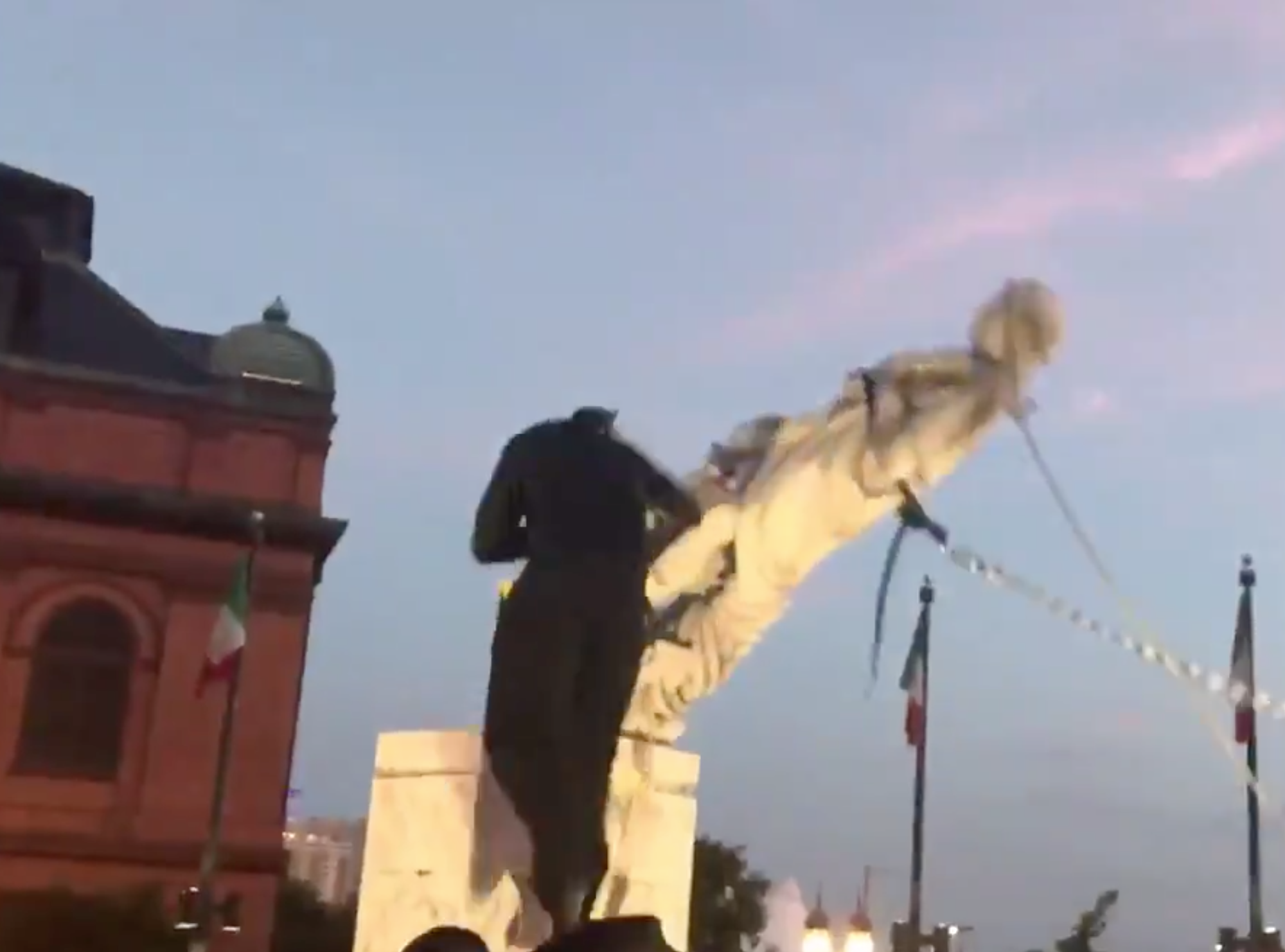 Baltimore Protesters Topple Christopher Columbus Statue And
Throw It Into The Harbor 1