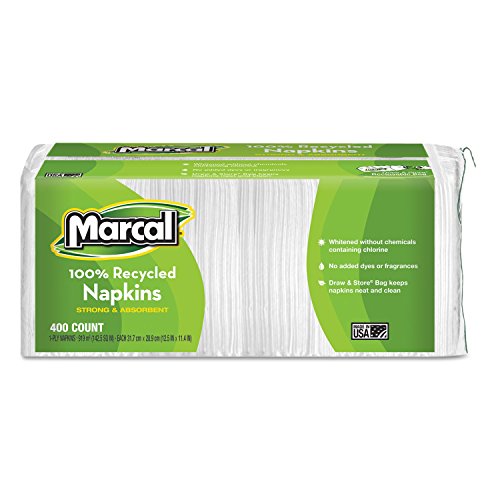Bounty Napkins Alternative - Marcal Manufacturing, LLC 789957107498 MRC6506PK-Marcal Manufacturing, LLC Small Steps 100% Recycled Lunch Napkins, White