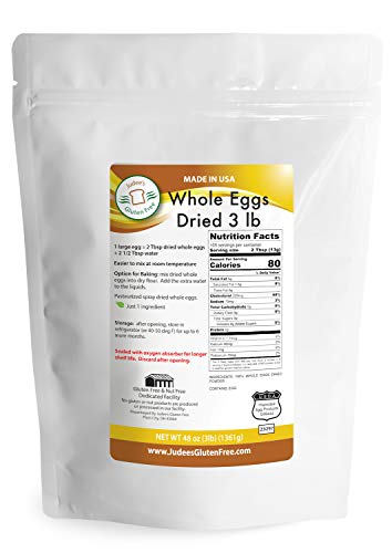 Judee's Whole Egg Powder (48 OZ -3 lb) (Non-GMO, Pasteurized, USA Made, 1 Ingredient, Produced from the Freshest of Eggs)