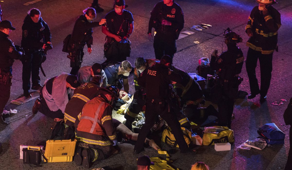 1 of 2 protesters hit by car on closed Seattle highway
dies 1
