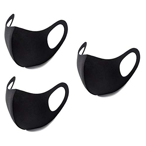 Washable and Reusable Fabric Face Mouth Madks Breathable Face Covering for Summer, 3 Pack_Black