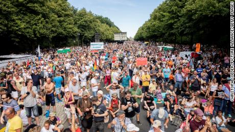 Thousands gather in Berlin to protest Covid-19
restrictions 1