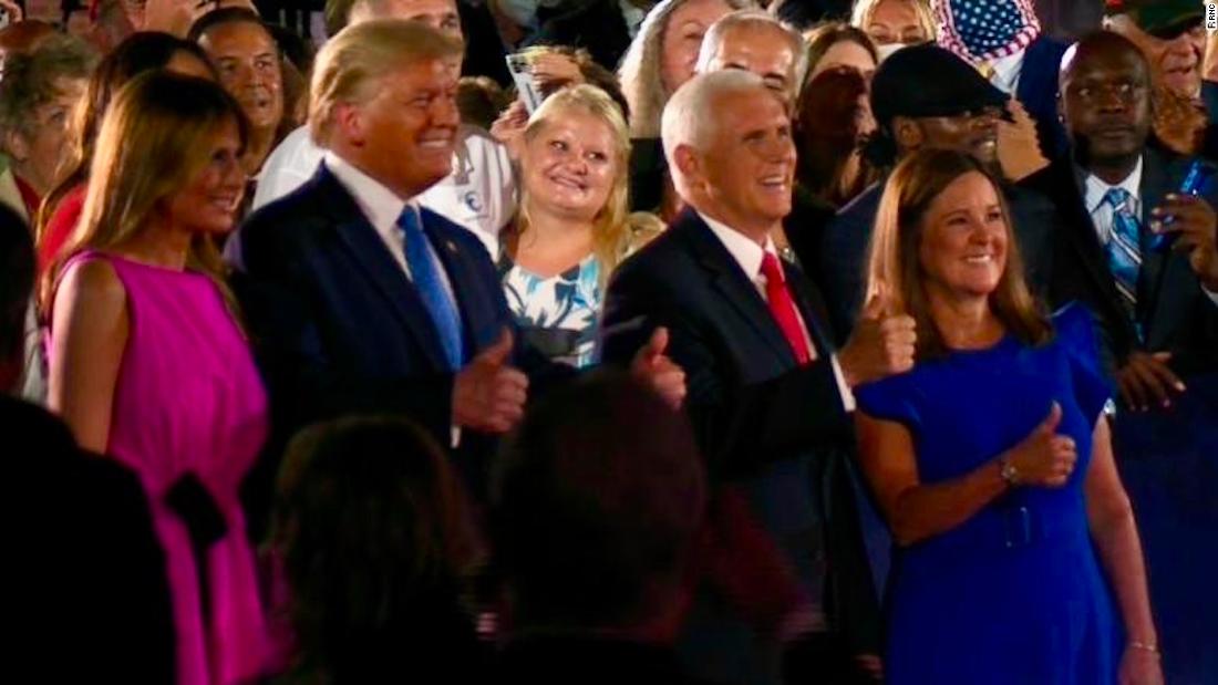 Trump and Melania mingle in crowd without masks at
RNC 1