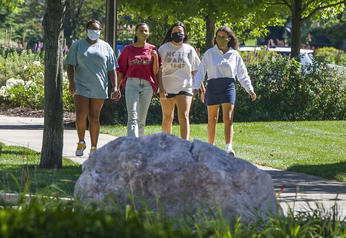Notre Dame moves classes online for two weeks after COVID-19
cases more than double in one day; campus public spaces also shut
down 1 Notre Dame moves classes online for two weeks after COVID-19
cases more than double in one day; campus public spaces also shut
down 1