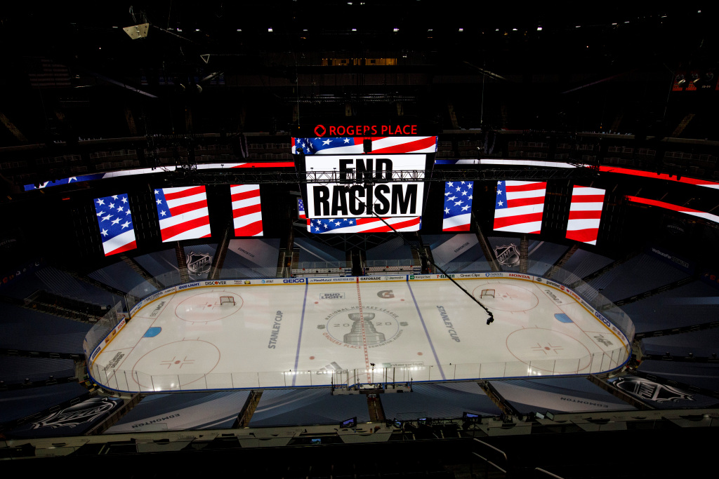 NHL players discuss options for racial injustice
protests 1