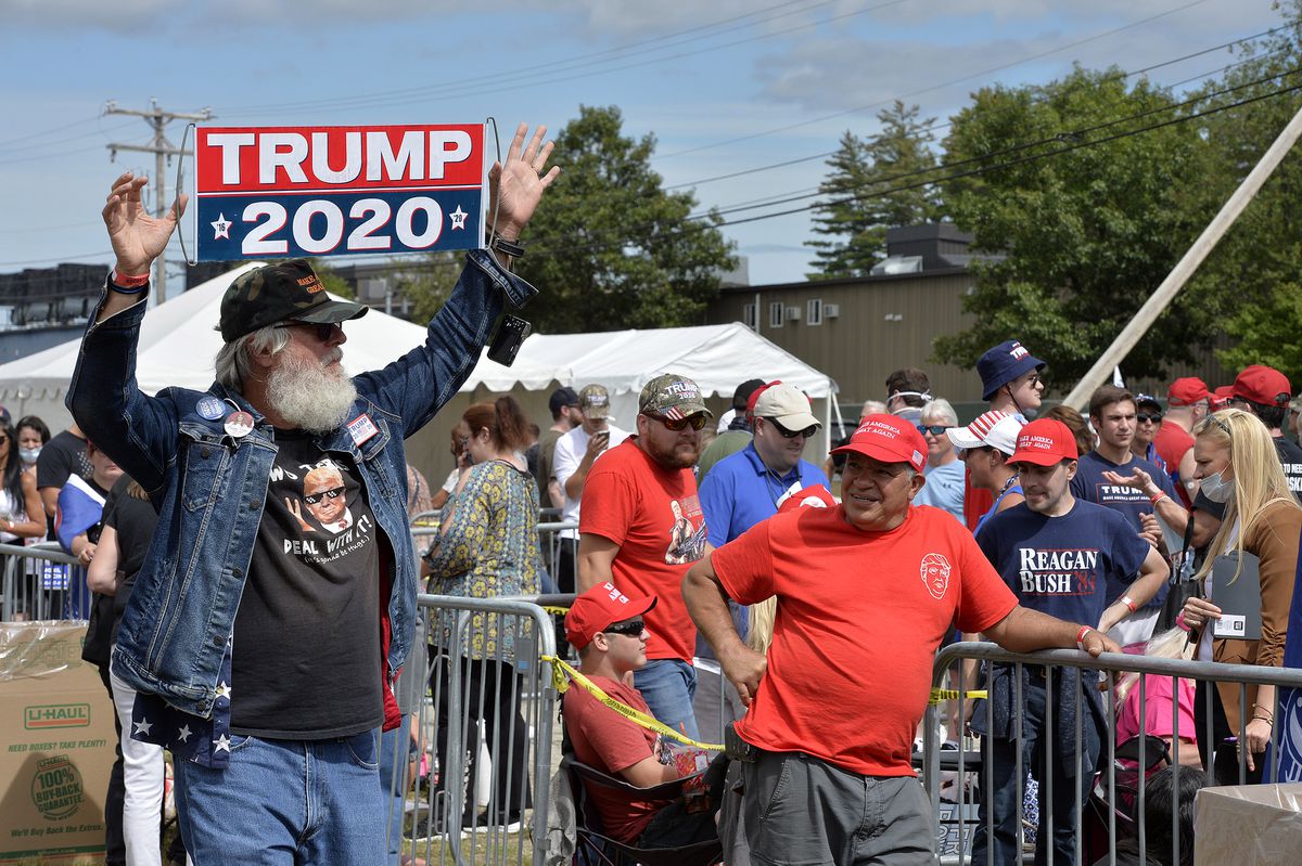 After maskless RNC speech, Trump heads to New Hampshire for
campaign rally 1 After maskless RNC speech, Trump heads to New Hampshire for
campaign rally 1