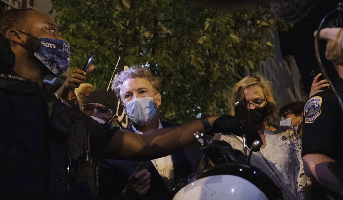 Sen. Rand Paul threatened by protesters after the
RNC 1