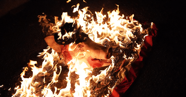 Portland Rioters Torch Pig Head, American and Trump Flags;
Speakers Call for Abolishing Police, Prisons 1