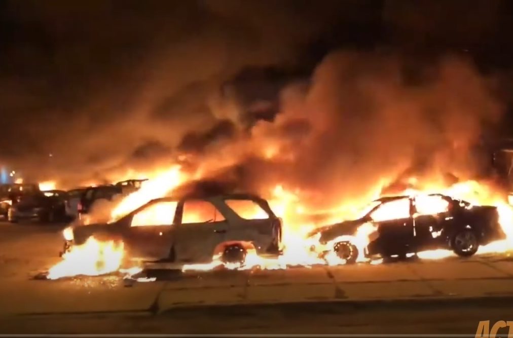 Fires Burn In Kenosha, Wisconsin After Rioters Set Church
And Car Lot Ablaze 1