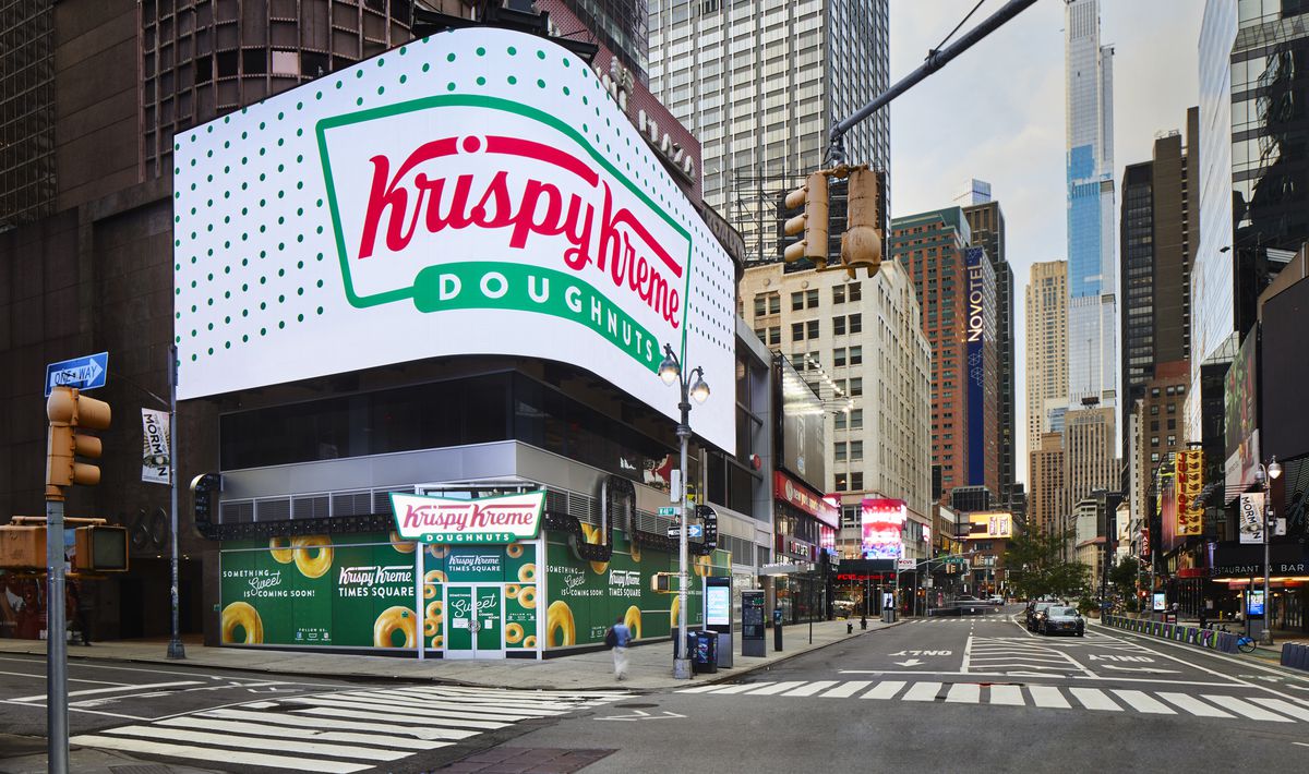 Massive Times Square Krispy Kreme flagship with ‘glazed
waterfall’ gets opening date after coronavirus delay 1