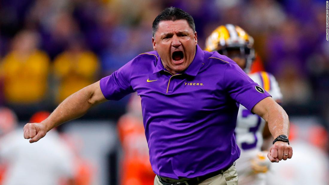 LSU's head football coach reveals 'most' of his team has had
Covid-19 1