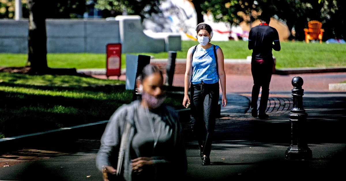 In 2020 campus life is masked, distant, and strictly
monitored 1