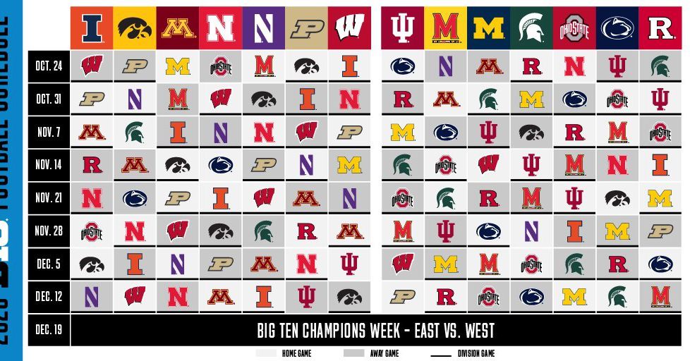Big Ten announces third football schedule: Illini to open at
Wisconsin, NU to host Maryland 1