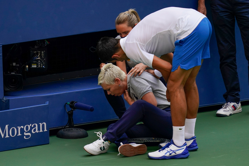 Novak Djokovic out of U.S. Open after hitting line judge
with ball 1