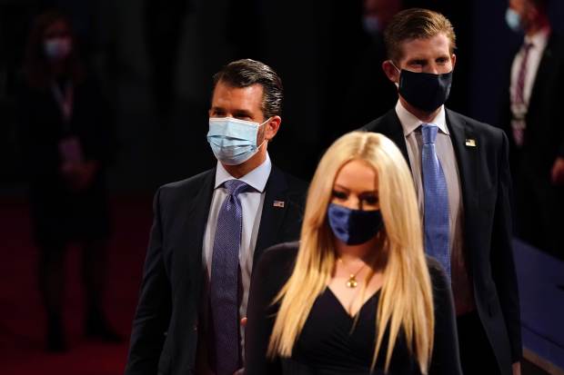 Ivanka Trump and Don Jr. don’t think mask rules at debate
apply to them 1