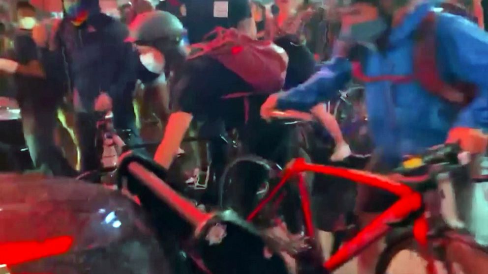 Car caught on video plowing through Times Square
protesters 1