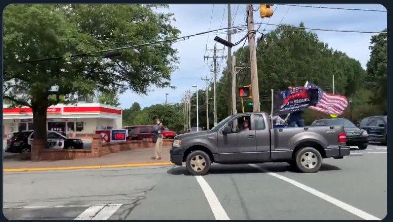 North Carolina Trump Parade Participants Shout 'White
Power,' 'Confederate Lives Matter' at BLM Protester 1