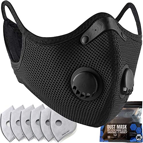 BASE CAMP M Plus Dust Face Mask 1 Pack with Extra 6 Active Carbon Filters