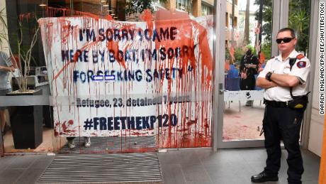 Australian Prime Minister Scott Morrison's car vandalized by
protesters 1