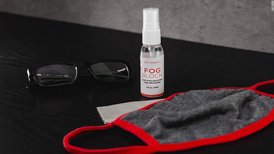 This spray prevents glasses from fogging while wearing a
mask 1