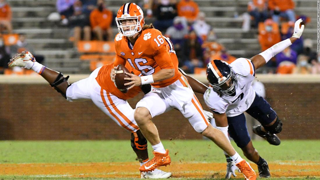 Clemson QB Trevor Lawrence tests positive for Covid-19, will
not play Saturday against Boston College 1