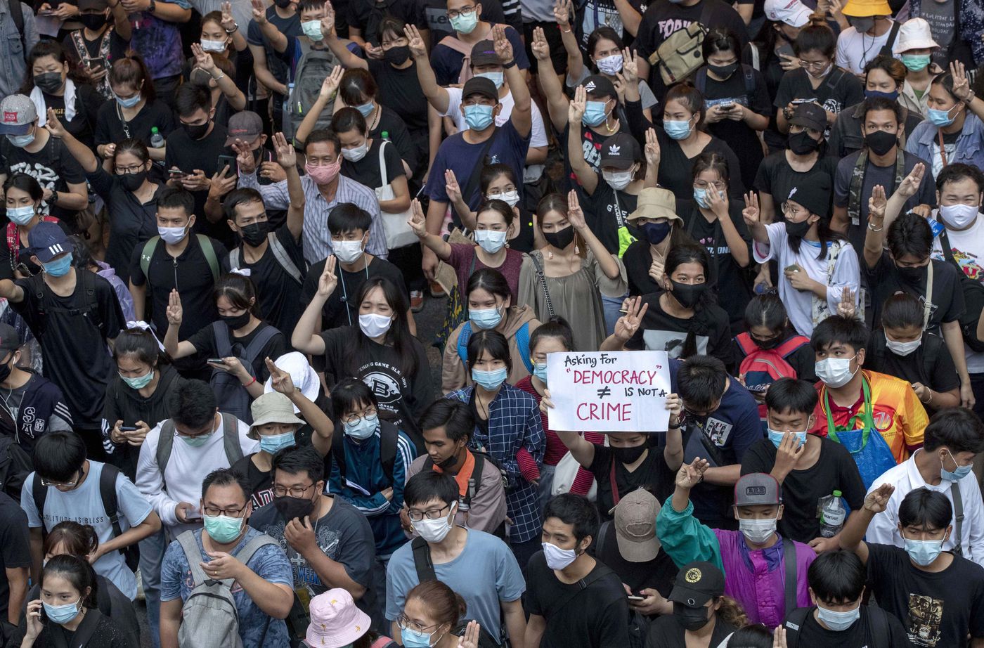 Tens of thousands of protesters take to Thailand streets
defying ban on pro-democracy demonstrations 1 Tens of thousands of protesters take to Thailand streets
defying ban on pro-democracy demonstrations 1