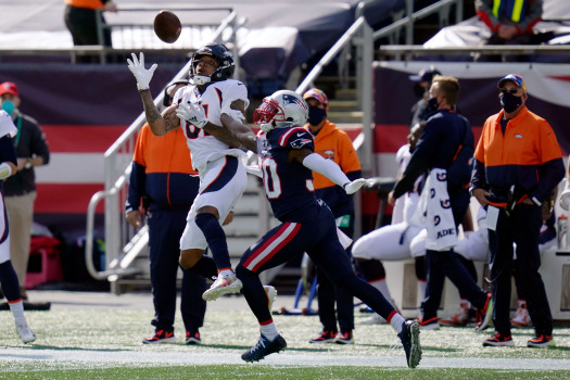 WATCH: Broncos’ Drew Lock returns, connects with 41-yd pass
to Tim Patrick against Patriots 1