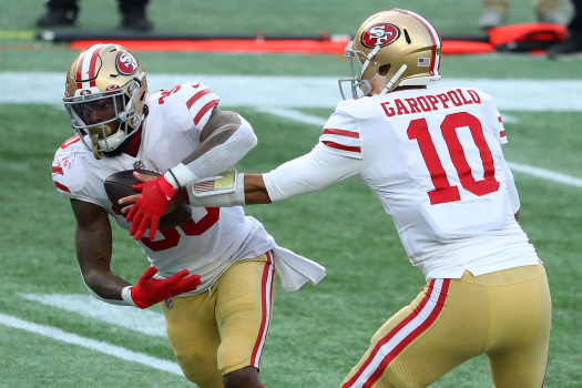 49ers hammering Patriots with run game as Jeff Wilson sets
new career high in first half 1