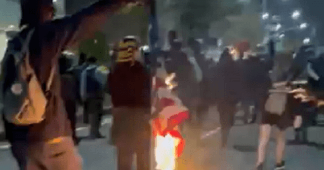 Protesters Torch U.S. Flag on Pile of Burning Trash in
Brooklyn 1