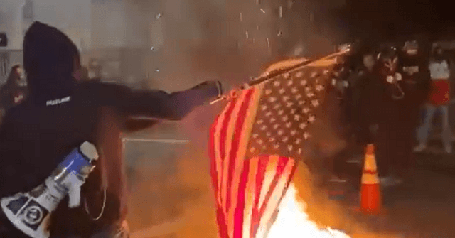 Watch: Protesters Burn U.S. Flag in Portland 1
