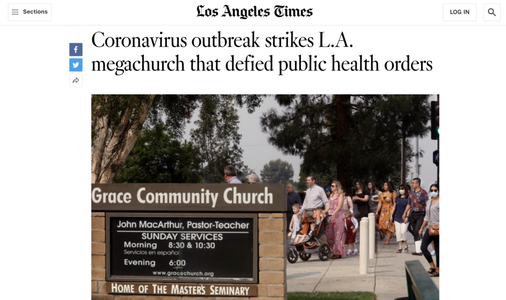 LA Times Targets John MacArthur’s Church By Labeling Three
COVID-19 Cases An ‘Outbreak’ 1