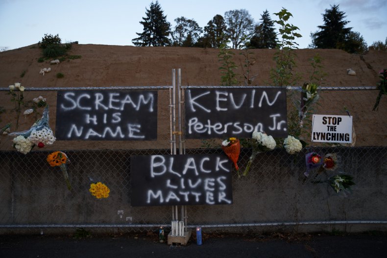 U.S. Flags Burned During Protests over Killing of Kevin
Peterson Jr. in Portland 1
