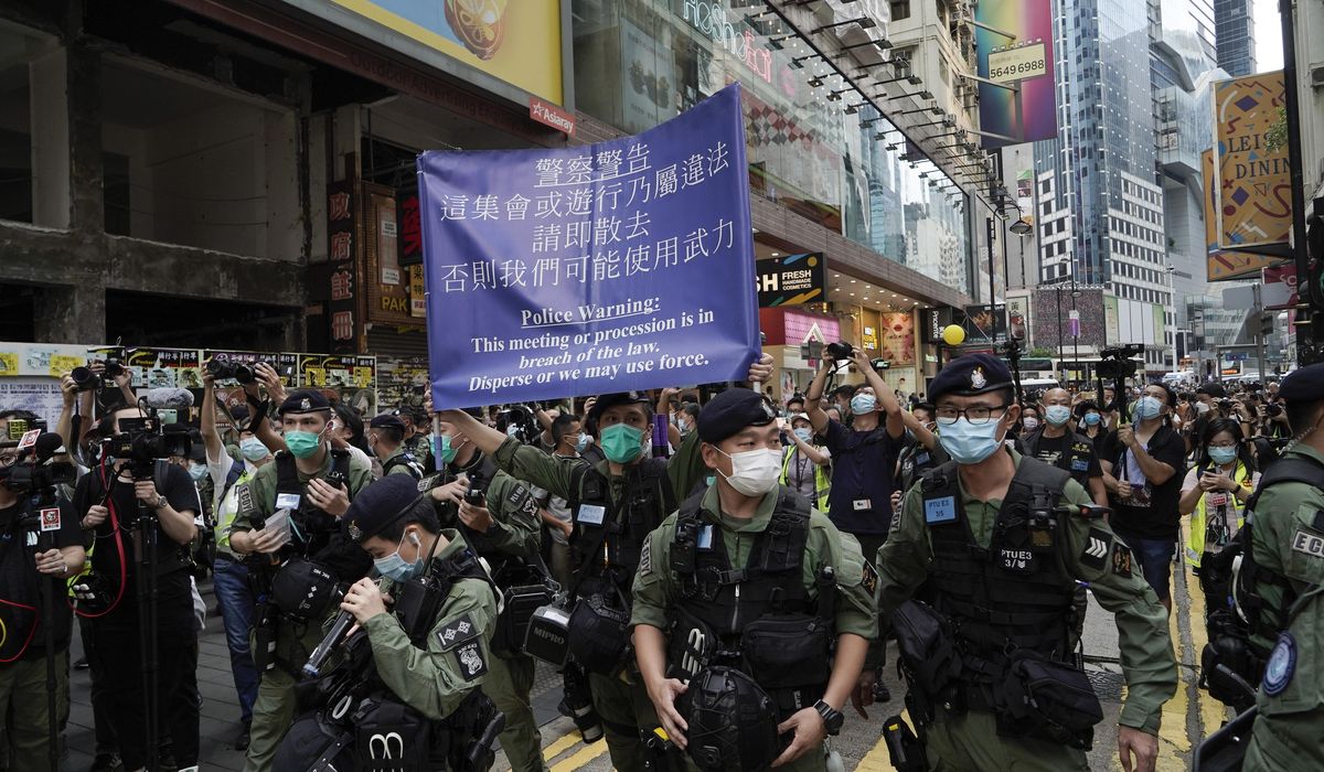 Hong Kong police patrol against protests on China
holiday 1